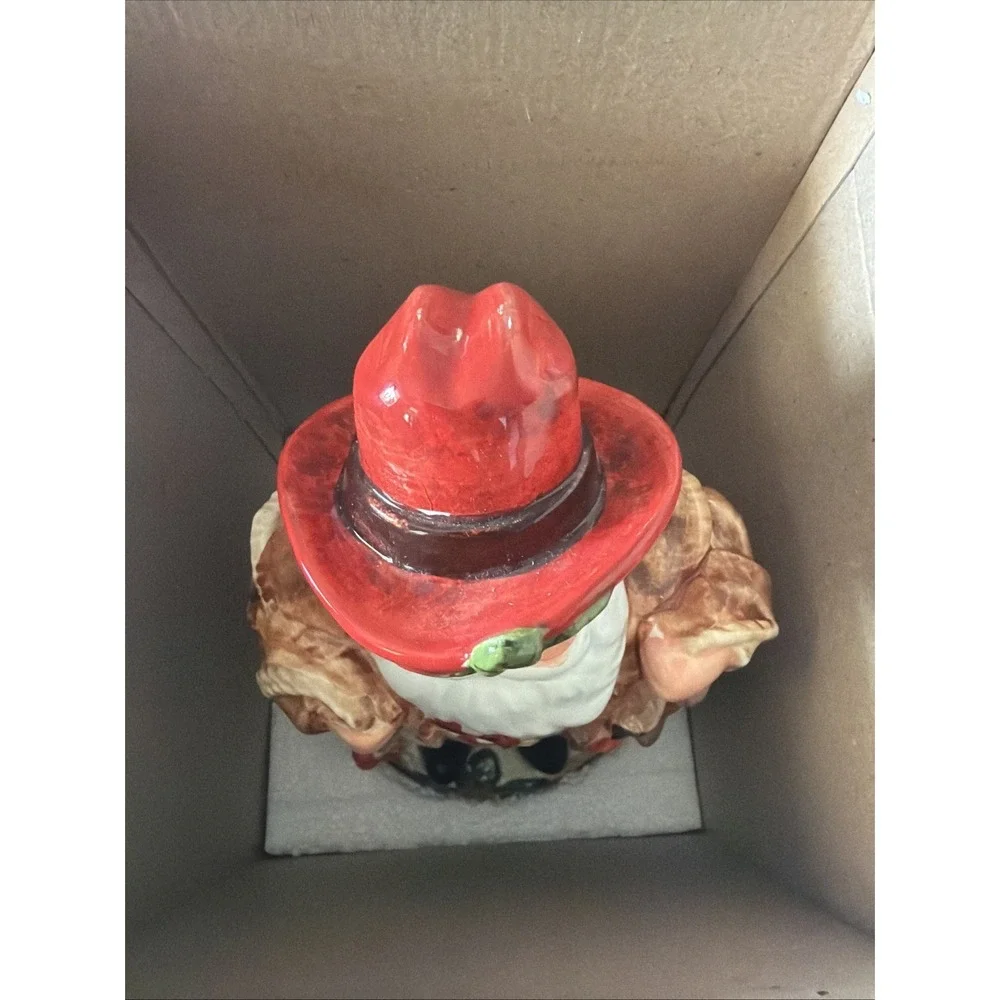 Home For The Holidays Ceramic Cookie Jar Cowboy Santa 13.5